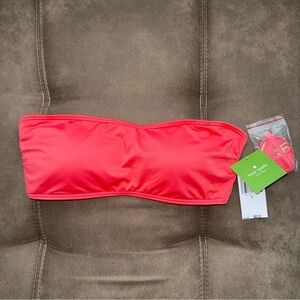 🆕 Kate Spade New York Bandeau Bikini Top Size M Coral Removable Strap Swim